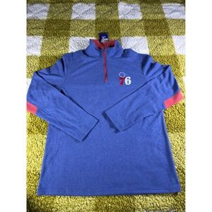 Antigua NBA Philadelphia 76ers Mens Medium Quarter Zip Pullover Blue EG0581 NEW